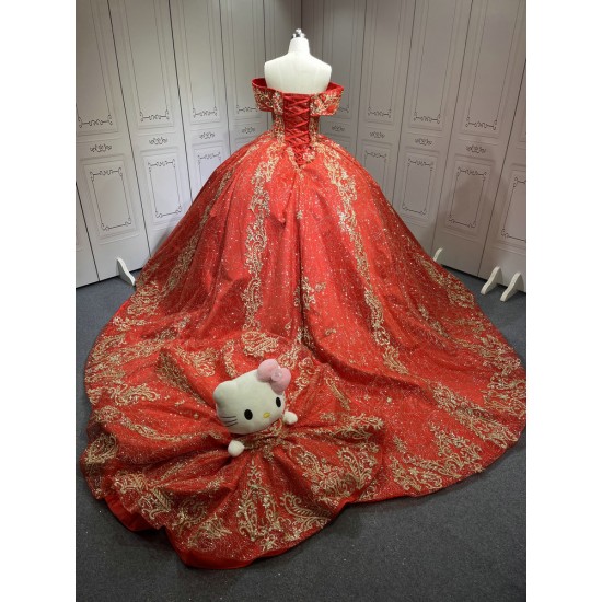 Red With Gold Mini Quinceanera Teddy Bear Gowns Appliqued Vestidos de Quinceanera Gowns Decoration Bear Customised