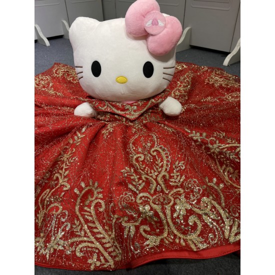 Red With Gold Mini Quinceanera Teddy Bear Gowns Appliqued Vestidos de Quinceanera Gowns Decoration Bear Customised
