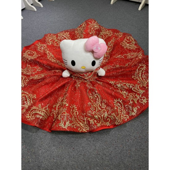 Red With Gold Mini Quinceanera Teddy Bear Gowns Appliqued Vestidos de Quinceanera Gowns Decoration Bear Customised