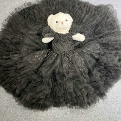Black Ruffled Mini Doll Quinceanera Teddy Bear Gowns Appliqued Vestidos De Quinceanera Gowns Decoration Bear Customised