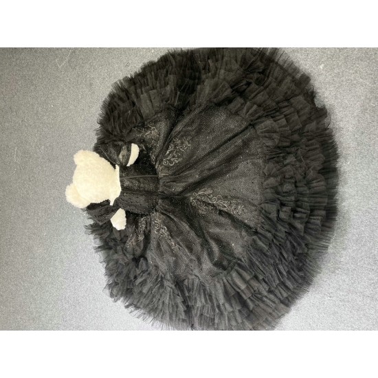 Black Ruffled Mini Doll Quinceanera Teddy Bear Gowns Appliqued Vestidos De Quinceanera Gowns Decoration Bear Customised