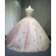 Pink With Rose Gold Butterfly Quinceanera Dresses Ball Gown Vestidos De 15 Aos De Quinceaera Deademas De Quinceaeras
