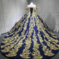 Shenzhen Mumuliao Plus Size Navy With Gold Quinceanera Dress Vestidos Para 15 Aos De Quinceaera 15 Sweet 16 De 15 Aos Azul