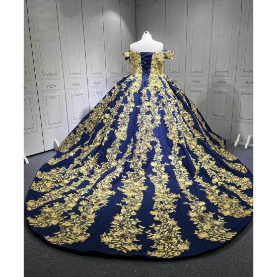 Shenzhen Mumuliao Plus Size Navy With Gold Quinceanera Dress Vestidos Para 15 Aos De Quinceaera 15 Sweet 16 De 15 Aos Azul