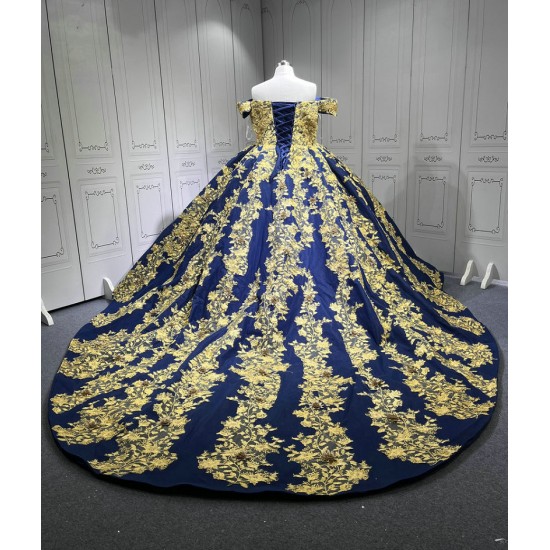 Shenzhen Mumuliao Plus Size Navy With Gold Quinceanera Dress Vestidos Para 15 Aos De Quinceaera 15 Sweet 16 De 15 Aos Azul
