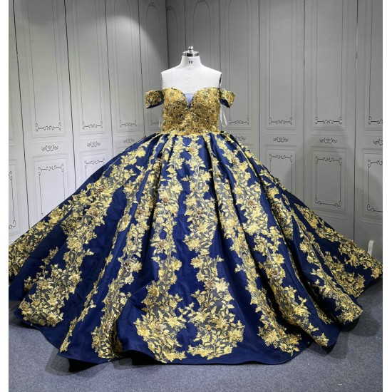 Shenzhen Mumuliao Plus Size Navy With Gold Quinceanera Dress Vestidos Para 15 Aos De Quinceaera 15 Sweet 16 De 15 Aos Azul