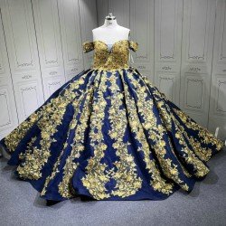 Shenzhen Mumuliao Plus Size Navy With Gold Quinceanera Dress Vestidos Para 15 Aos De Quinceaera 15 Sweet 16 De 15 Aos Azul