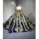 Shenzhen Mumuliao Plus Size Navy With Gold Quinceanera Dress Vestidos Para 15 Aos De Quinceaera 15 Sweet 16 De 15 Aos Azul