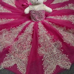 Pink With Silver Mini Quinceanera Teddy Bear Gowns Appliqued Vestidos De Quinceanera Gowns Decoration Bear Customised