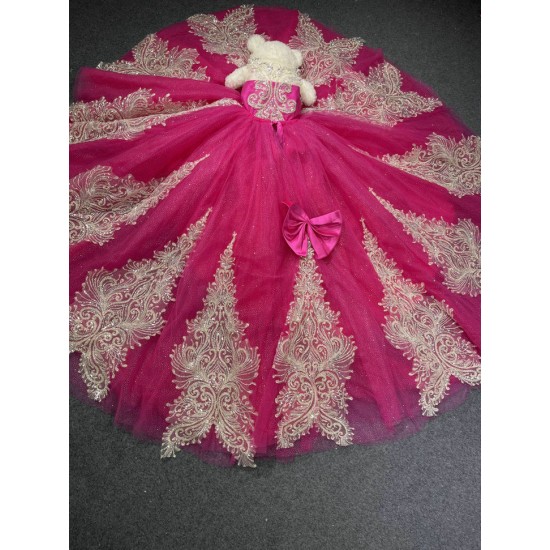 Pink With Silver Mini Quinceanera Teddy Bear Gowns Appliqued Vestidos De Quinceanera Gowns Decoration Bear Customised