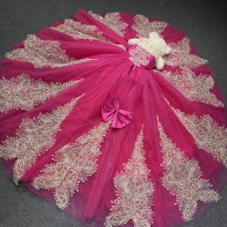 Pink With Silver Mini Quinceanera Teddy Bear Gowns Appliqued Vestidos De Quinceanera Gowns Decoration Bear Customised