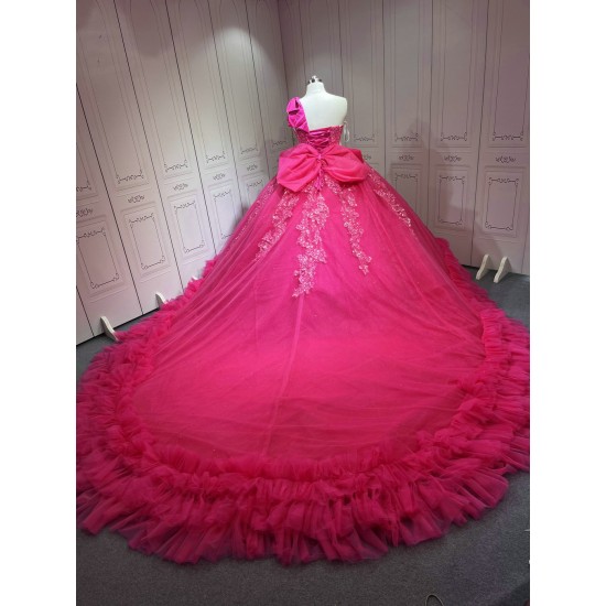 One Shoulder Fuchsia Quinceanera DressesVestidos Para Quiseaera Vestidos De 15Aos De Fiesta Mexicana Quince