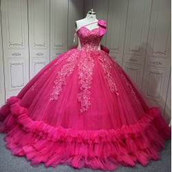One Shoulder Fuchsia Quinceanera DressesVestidos Para Quiseaera Vestidos De 15Aos De Fiesta Mexicana Quince