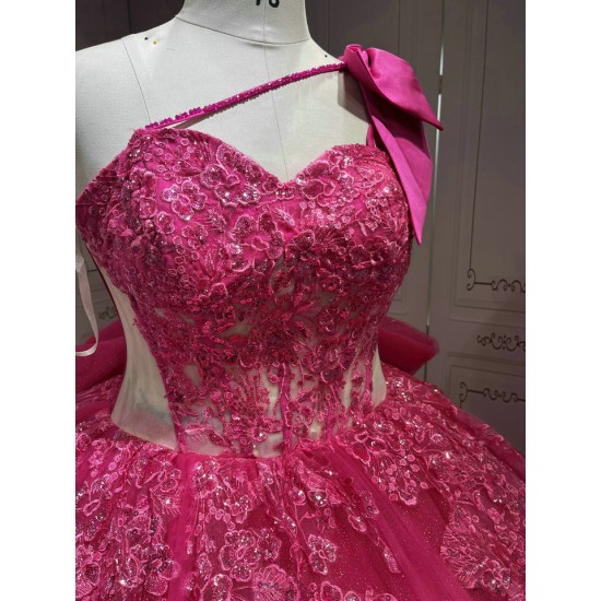One Shoulder Fuchsia Quinceanera DressesVestidos Para Quiseaera Vestidos De 15Aos De Fiesta Mexicana Quince