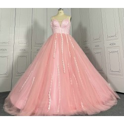 A Line Blush Pink Prom Dresses CBWD00133