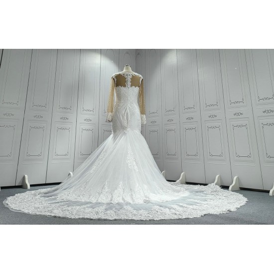 African Mermaid Wedding Dress With Long Sleeves CBWD00130