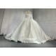 Beaded Satin Ball Gown Wedding Dress With Long Sleeves CBWD00127