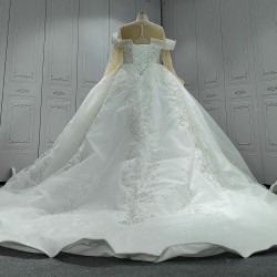 Beaded Two Piece Look Ball Gown Wedding Dress Long Sleeves CBWD00126