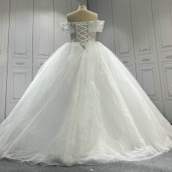Floor Length Off The Shoulder Budget Wedding Dress CBWD00116