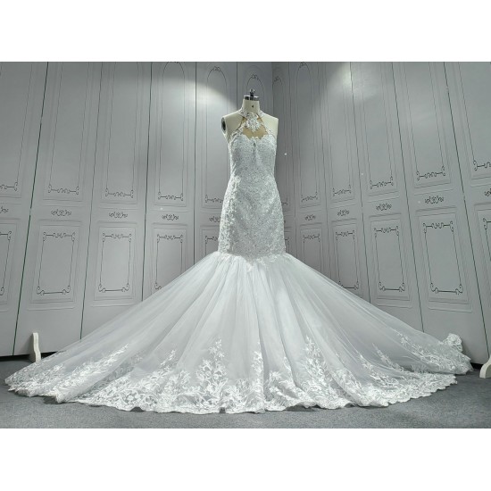 Halter Neck Classic Lace Mermaid Wedding Dress CBWD00105
