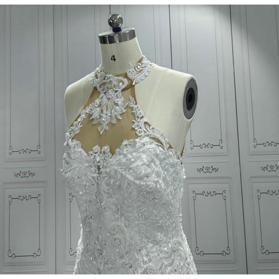 Halter Neck Classic Lace Mermaid Wedding Dress CBWD00105