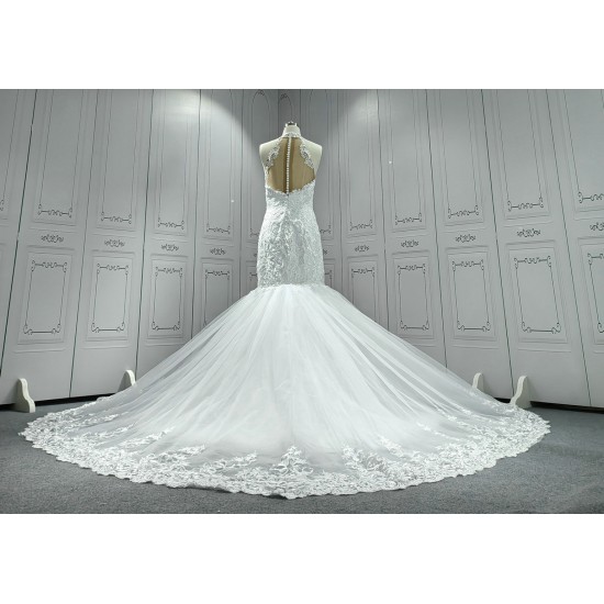 Halter Neck Classic Lace Mermaid Wedding Dress CBWD00105