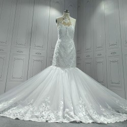 Halter Neck Classic Lace Mermaid Wedding Dress CBWD00105