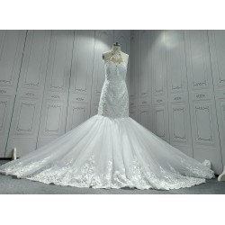 Halter Neck Classic Lace Mermaid Wedding Dress CBWD00105