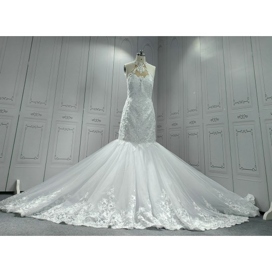 Halter Neck Classic Lace Mermaid Wedding Dress CBWD00105