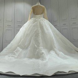 Handmade Beaded Long Sleeves Luxury Wedding Dress With Heart Back CBWD00104