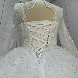High Collar Best Seller Pearl Wedding Dresses CBWD00103