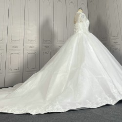 High Collar Lace Budget Ball Gown Wedding Dress CBWD00102
