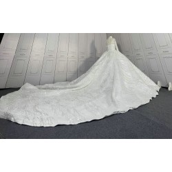High Collar Luxurious Ball Gown Wedding Dress With Long Sleeves CBWD00100