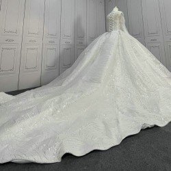 High Collar Sparkly Ball Gown Wedding Dress CBWD0096