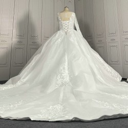 Long Sleeve Lace Ball Gown Wedding Dresses Pure White CBWD0086