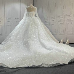 Long Sleeves Beaded Luxury Ball Gown Wedding Dresses CBWD0084