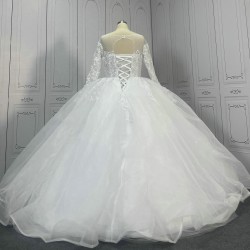 Long Sleeves Budget Ball Gown Wedding Dresses CBWD0083