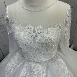 Long Sleeves Lace Wedding Dress Puffy Ball Gowns CBWD0081