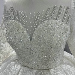 Luxurious Beaded Lace Ball Gown Wedding Dresses Custom Made CBWD0074