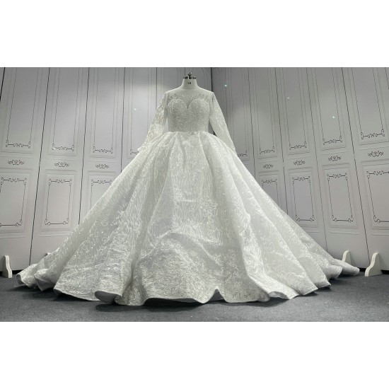 Luxurious Beaded Lace Ball Gown Wedding Dresses Custom Made CBWD0074