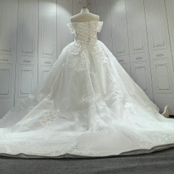 Off The Shoulder Ball Gown Wedding Dress With Short Sleeves CBWD0071