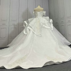 Off The Shoulder Ball Gown Wedding Dress With Tassels CBWD0069
