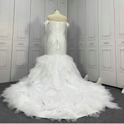 Off The Shoulder Classic Beaded Mermaid Wedding Dress CBWD0067