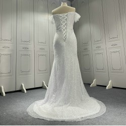 Off The Shoulder Fully Beaded Two In One Wedding Dress CBWD0064