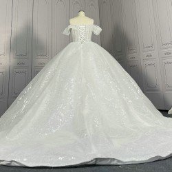Off The Shoulder Glitter Ball Gown Wedding Dresses CBWD0062