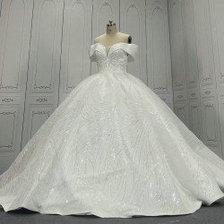 Off The Shoulder Glitter Wedding Dresses CBWD0061