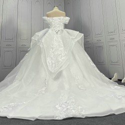 Off The Shoulder Lace Ball Gowns Wedding Dress With Wings CBWD0059
