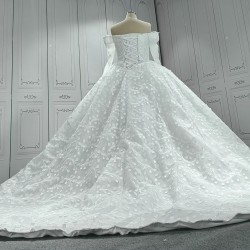 Off The Shoulder Lace Wedding Dres With Long Sleeves CBWD0057