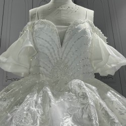 Off The Shoulder Lace Wedding Dresses With Flutter Sleeves CBWD0055