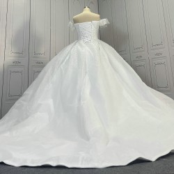 Off The Shoulder Pearl Wedding Dress CBWD0049